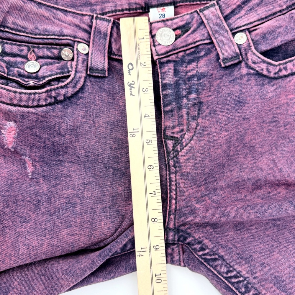 True Religion Super Skinny Jeans Womens 28 Purple Acid Wash Excellent Distressed - Picture 14 of 16